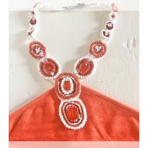 Victoria Secret Moda Orange beaded top with built-in shelf bra.  Size medium